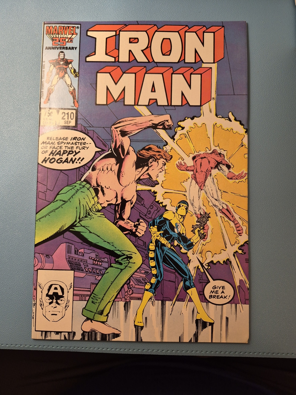 Marvel 1986 Iron Man #210 Comic Cover - Featuring Happy Hogan